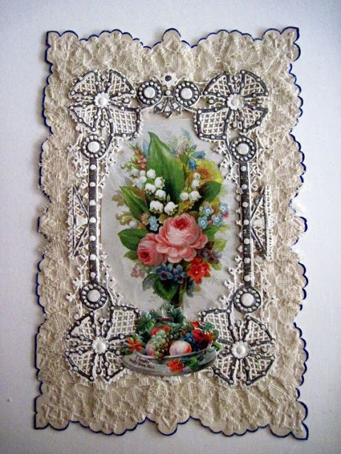 Victorian Valentine’s card with real lace